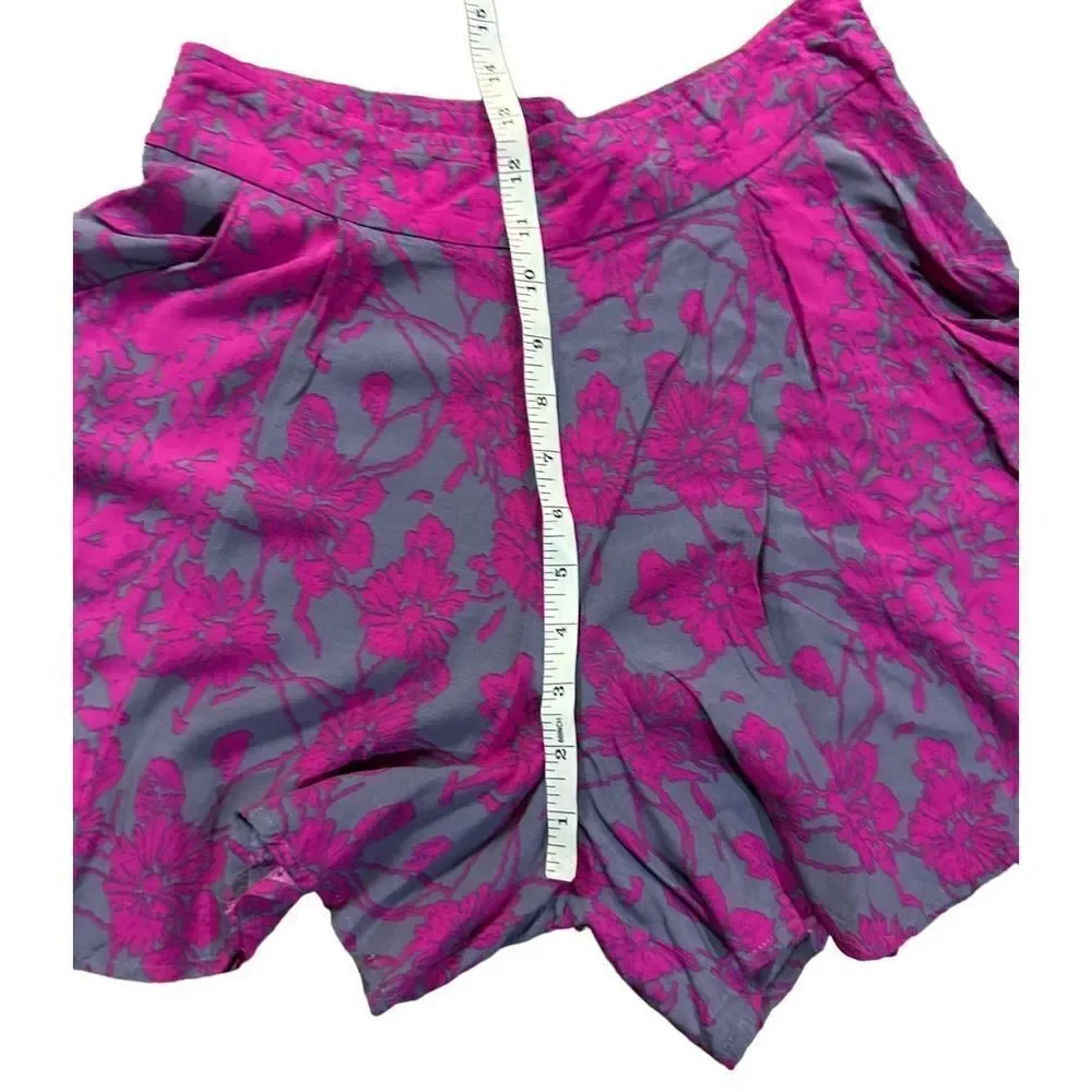 Free People Sheila‎ Vivid Purple & Gray Floral Culotte Shorts sz 2 boho